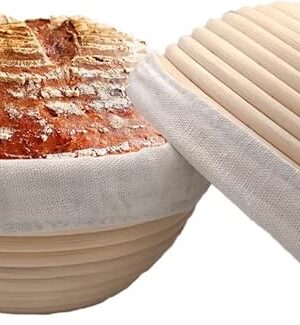 7 inches Round Banneton Basket for Bread Proofing, Dough Proofing Bowls with Removable Liner, Good for Home Sourdough Bakers Baking, 2 Pack