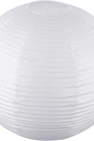 White Round Paper Lanterns-19.68" Large Hanging Paper Lantern Lamp, Chinese/Japanese Paper Lantern Pendant Light for Party Decoration, Wedding, Home Decor Ceiling Lampshade(1 Pack)