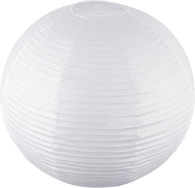 White Round Paper Lanterns-19.68" Large Hanging Paper Lantern Lamp, Chinese/Japanese Paper Lantern Pendant Light for Party Decoration, Wedding, Home Decor Ceiling Lampshade(1 Pack)