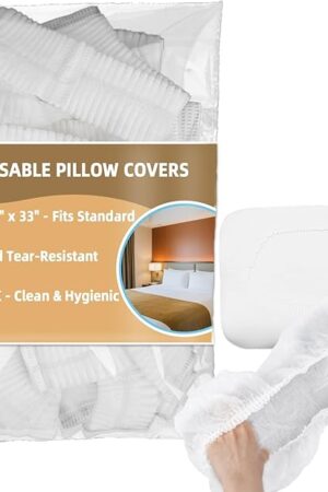 20 Pcs Disposable Pillow Case Covers- White Pillow Cases Bulk,31 X 33 Inch Pillow Covers Standard Size,Non Woven Fabric Portable Pillowcases for Travel Bedding Supplies Hotels