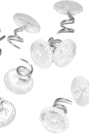 Attmu 60 Pcs Upholstery Tacks Headliner Pins Clear Heads Twist Pins for Slipcovers and Bedskirts, 0.5 Inches Bed Skirt Pins