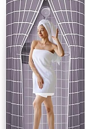 39.4inx78.8in Round Waterproof Shower Curtain Outdoor Single Hanging Shower Cover with Storage and Double Zipper Foldable in Indoors Bathrooms and Travel Outdoors