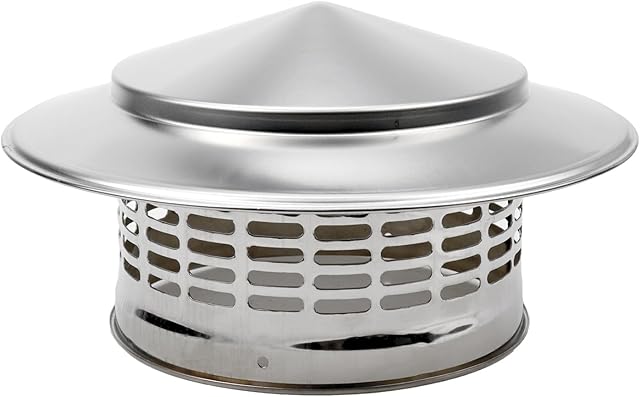 Antrader 6.3 Inch Cone Top Chimney Cap, Round Chimney Cap Chimney Cover Cap Chimney Cover Outside Roof Silver Fireplace Screen Cover Exterior Stove Pipe Topper