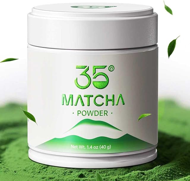 35°N MATCHA Organic Ceremonial Grade Matcha Powder, USDA Certified, 100% Pure Green Tea, First Harvest, No Additives, High in Antioxidants, L-Theanine & EGCG, Smooth Taste for Lattes & Baking, 1.4oz (40g)