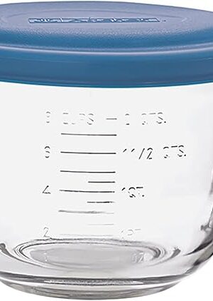 Anchor Hocking Batter Bowl, 2 Quart Glass Mixing Bowl with Blue Lid