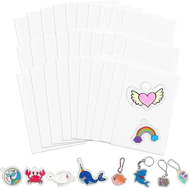 The Shrinky Dink Sheets, Shrink Plastic Sheets for Crafts 5.7 X 4.1 inch Shrinky Dink Paper Shrink Film Sheets for Kids Craft Marking, DIY Jewelry Keychains Making - 30 Pieces