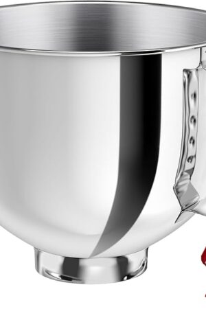5QT Stainless Steel Mixer Bowls with Handle Fit for KitchenAid 4.5 & 5-Quart Tilt-Head Stand Mixers Replacement/Accessories Bowl for Mixer Dishwasher Safe Oven Safe Easy to Clean Polished