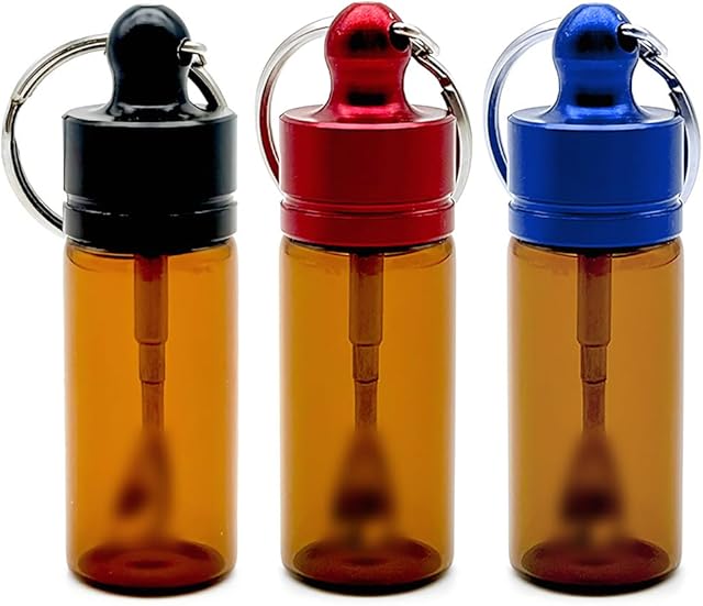 3Pack Mini Glass Container Case with Spoons, Keychain Box Container Case