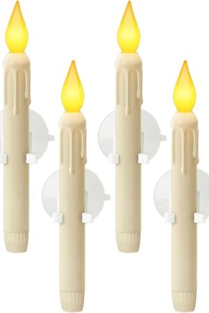 6 Pcs Sensor Dawn to Dusk Window Candles, Flickering Battery Candles for Windows, Ultra Bright Fake Candle Lights with Suction Cup, Led Candlesticks for Xmas Home Decor, Warm Yellow Light