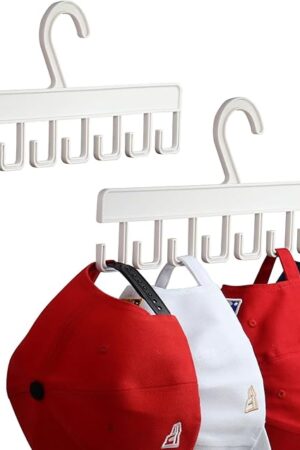 2Pcs Hat Hangers for Closet, Hat Organizer for Baseball Caps, Hat Racks with 16 Hooks