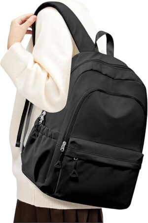 Black Backpack for School, High School Bookbag Back Pack for Teens Girls Boys, Lightweight College Backpack Bookbag for Women Men, Simple Casual Daypack Backpack Mochilas Escolares para Adolescentes
