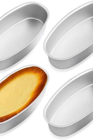 4 Pack Oval Aluminum Cake Pan, 8 Inch Cheesecake Pan Non-stick Breads Loaf Bakeware Mold for Cake, Cheesecake Tiramisu, Fruitcake, Home, Kitchen