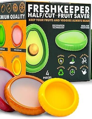 Avocado Saver & Onion Storage –Set of 4 BPA Free Silicone Food Storage Containers – Reusable Fruit and Veggie Savers, Fresh Pods for Food – Perfect for Tomato Holder, Garlic, Lemon & More