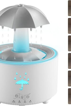 Aesthetic 2-in-1 Humidifier Oil Diffuser with 360° Rotating Raindrop & 7 LED Mood Lights,Ultrasonic Quiet Cool Mist Humidifier for up to 24 Hrs,Ideal Holiday Gifts for Home