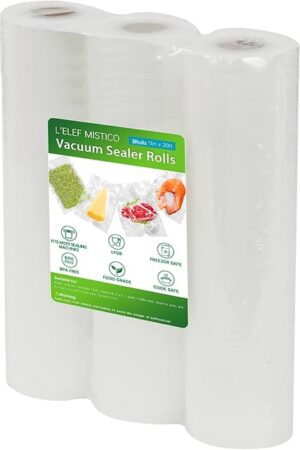 Vacuum Sealer Bags for Food, 11''X20' (3 Rolls) BPA Free Food Saver Bags for Sealer, Customized Size Vacuum Storage Bags for Sous Vide or Meal Prep