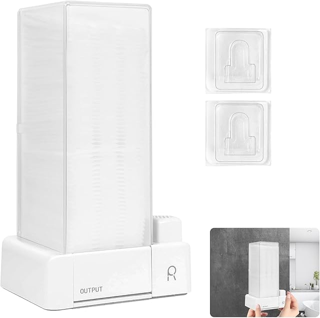 Automatic Square Press Out Cosmetic Makeup Removers Pad Holder - Makeup Cotton Organizer Container Dispenser Storage Display Rack (White)
