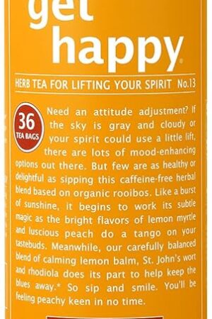 The Republic of Tea Get Happy No. 13 Lifting Spirits Tea, 36 Tea Bags | No Caffeine