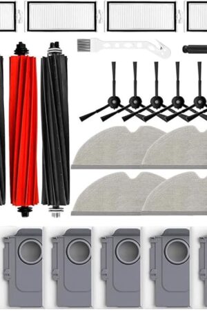 Accessories Kit for Roborock Q5 Max+,Q8 Max+,Q8 Max,Q5 Pro+,Q5 Pro Vacuum Cleaner, 2 set Main Brushes,4 Filters,4 Mop Cloths,6 Side Brushes,6 Dust Bags