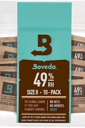 Boveda 49% Two-Way Humidity Control Packs for Music Bows & Small Woodwinds – Size 8 – 10 Pack – Moisture Absorbers for Small Instrument Cases – Humidifier Packs – Hydration Packets in Resealable Bag