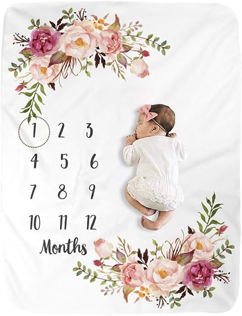 BUTTZO Baby Blankets Large Fleece Milestone Blanket