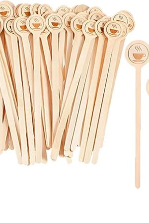 200Pcs Coffee Stirrers- 5.9 Inch Natural Wooden Coffee Stirrers With Round Ends, Disposable Biodegradable Cafe Grade Coffee Stir Sticks Wood Beverage Mixer for Coffee Cocktails Milk Tea