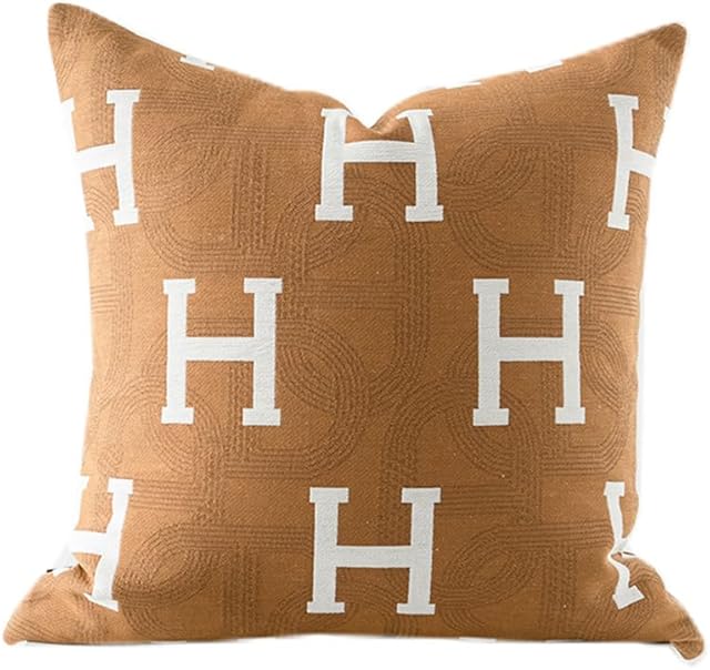 Croker Horse 20x20'' Inches Throw Pillow Cushion Cover - H Letter Embroidery Modern Fashion Style Couch Sofa Pillow for Living Room Bedroom