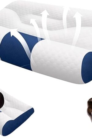 Cervical Neck Pillow, 2025 Upgraded Cervical Neck Pillow, Sleep Enhancing Cervicals Support Comfort Goose Down Pillow, Ergonomic Sleep Enhancing Cervicals Support Pillow(Blue, 60 * 40cm)