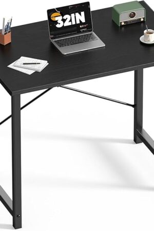 DUMOS 32 Inch Office Small Computer Desk Modern Simple Style Writing Study Work Table for Home Bedroom - Wood Black