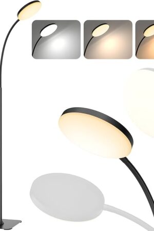 168 LED Floor Lamp, 2-in-1 Convertible Floor/Desk Lamp, 360° Adjustable Gooseneck, [3 Color Temperatures & 10 Brightness Levels], 10W USB Powered for Living Room, Bedroom, Office and Reading