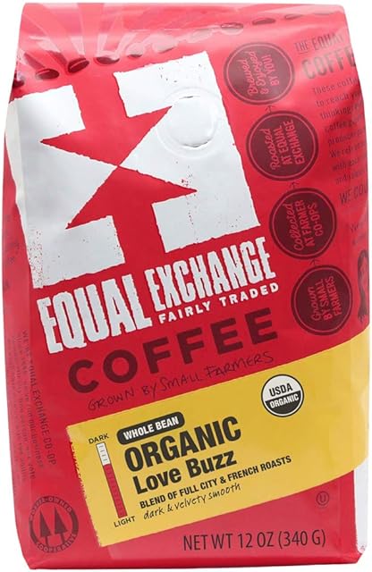 Equal Exchange Organic Coffee Bean, Love Buzz Blend, 12-Ounce Bag
