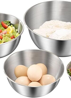 4 Pack Stainless Steel Mixing Bowl Set, Microwave and Dishwasher Safe,Ideal for Baking, Prepping, Cooking and Serving Food