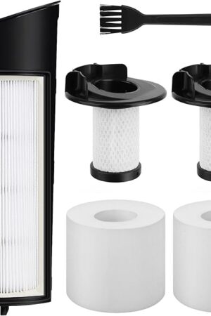 Vacuum Filter Replacement for Shark ICZ362H IC160 IC162 - Accessories Parts for Shark Vertex Pro Powered Lift-Away Cordless Vacuum- 2 Foam Filter and 2 Pre-Motor Filter 1 HEPA Filter and 1 Brush