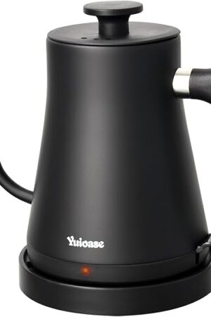 Electric Gooseneck Kettle, 304 Stainless Steel Coffee Kettle, Auto Shutoff Anti-dry Protection, Classic Pour-over Coffee & Tea,Matte Black 1.0L-1200W Fast Boiling Water Boiler by YUIOASE
