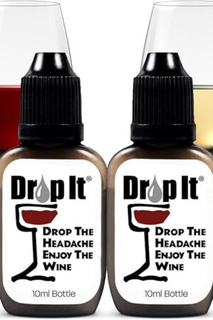 Drop It Wine Drops, Original - 10 mL, 2 Pack - Naturally Reduces Sulfites & Tannins in Red, White & Sparkling Wines - Portable, Easy to Use - Treats Up to 55 Glasses/9 Bottles of Wine Each - USA Made