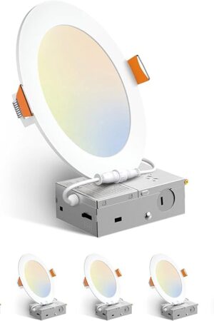 Amico LED Recessed Ceiling Light Ultra-Thin 12W 2700K/3000K/3500K/4000K/5000K Selectable 6 Inch Wafer Downlight