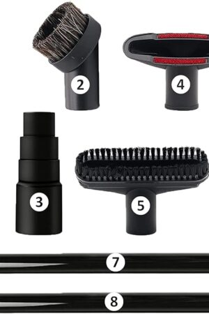 Vacuum Attachments, 1 1/4" Vacuum Cleaning Tools Kit for Shop Vac Accessories with 32mm/ 1.25" Extension Wands and Hose Adapter, 8 Pack