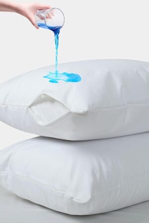 Waterproof Pillow Protectors with Zipper Standard/Queen Size - Set of 2 Waterproof Zippered Pillowcases Encasement, Breathable Protective Pillow Covers