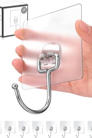 Antimbee 10-Pack All-Purpose Large Adhesive Hooks for Hanging,Banana Hook,Heavy Duty Adhesive Hooks 37 lb(Max),Sticky Wall Hook fit Home,Bathroom,Kitchen,Office and Outdoor