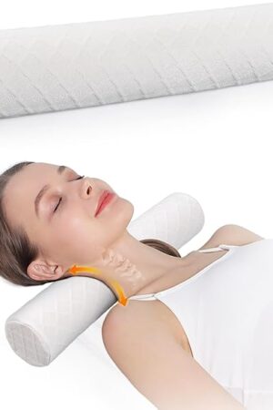 Cozyhealth 3.1" H Small Cervical Roll Pillow, Medium Soft Memory Foam Neck Round Pillow Cylinder Bolster Pillow for Sleeping, Round Neck Support for Bed, Legs, Back and Yoga (White, Small - 3.1" H)