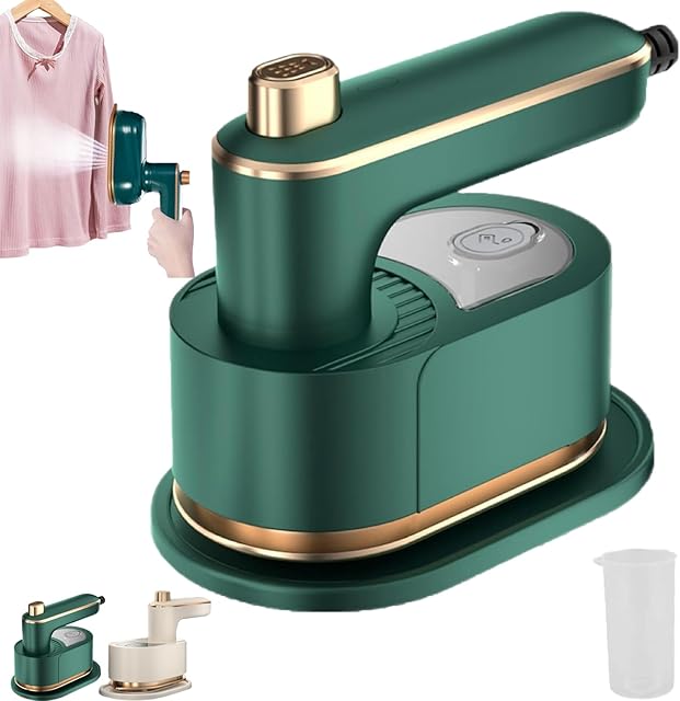 Whimsyard Iron Steamer, Whims Yard Steamer, Handheld Upgrade Portable Steamer for Clothes, Mini Rotary Garment Iron Steamer, Travel Mini Steam Iron for Clothes, Ironing & Steaming 2 in 1 (Green-B)