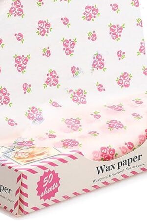 Wax Paper,Food Picnic Paper,50 sheets Grease Proof Paper,Waterproof Dry Hamburger Paper Liners Wrapping Tissue for Plastic Food Basket By Meleg Otthon(floral pattern)