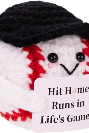 The Positive Crochet Baseball Stuffed Doll Funny Handmade Emotional Baseball Decor, Unique Birthday Gifts for Women Men Friends (Baseball)