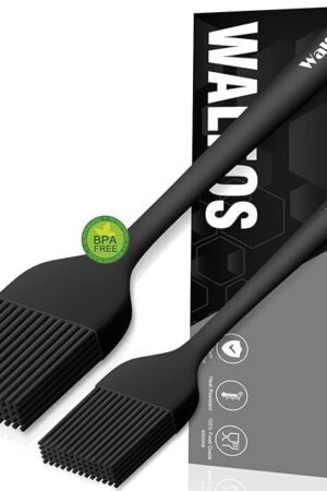 Walfos Silicone Basting Pastry Brush, Heat Resistant Pastry Brush Set, Strong Steel Core and One-Pieces Design, Perfect for BBQ Grill Baking Kitchen Cooking, BPA Free and Dishwasher Safe (2 Pcs)