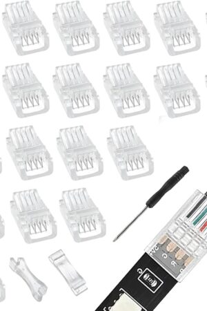 4 Pin 8 mm LED Strip Connector - RGB Lights Adapter (20pcs)