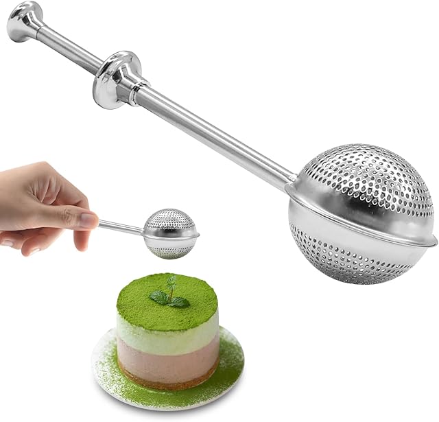 1 PCS Flour Sifter Powdered Sugar Shaker Duster Flour Dispenser Shaker Baking Sifters, Stainless Steel Powdered Sugar Shaker Flour Duster for Baking
