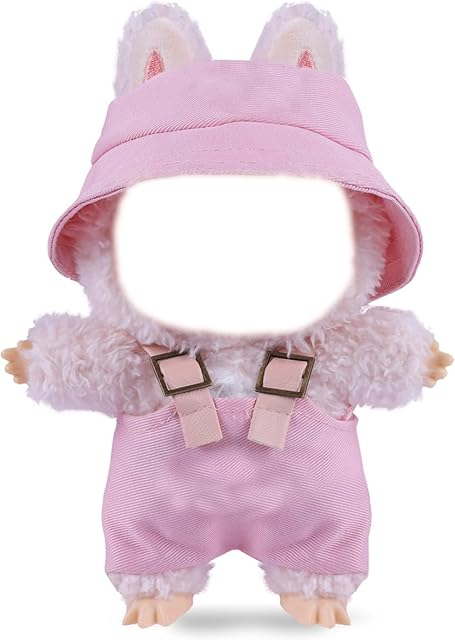 The 17cm Doll Clothes Set Stylish Overalls Hat Outfit Fashion Clothes for Doll Cute Dolls Accessories Clothing Set for Boys Girls Pink Set