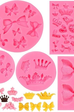 Bow Silicone Fondant Mold Crown Chocolate Candy Mold Cupcake Top Decoration, Pastry, Biscuit Decoration, Chocolate, Jewelry, DIY Craft Items, Birthday Parties.
