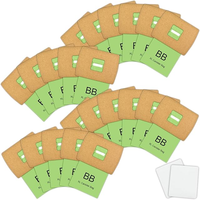 22 Pack PKBB12DW Vacuum Bags Replacement for Oreck BB180, BB280, BB850, BB870, BB880, BB900, BB1000, BB1100, BB1200, CC1600, AK1BB8A, Type BB Compact Canister Bags for Oreck XL Buster B