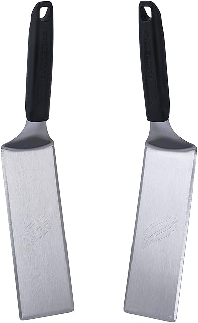 BLACKSTONE 5550 Extra Long Griddle Spatula Set of 2- Perfect Heavy-Duty Stainless Steel Premium Flat Top BBQ Grill Accessories, Non-Slip Plastic Handle, Heat Resistant, Dishwasher Safe Easy to Clean