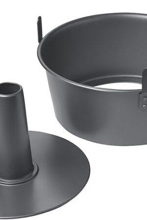 Chicago Metallic Angel Food Cake Pan with Cooling Feet, 2-Piece Nonstick Tube Pan, 9.5 Inch Carbon Steel, Perfect for Pound and Sponge Cakes